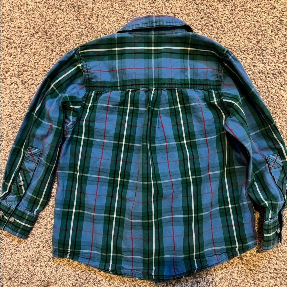 Hanna Andersson Blue and Green Plaid Button Down Shirt 5T - Picture 2 of 3